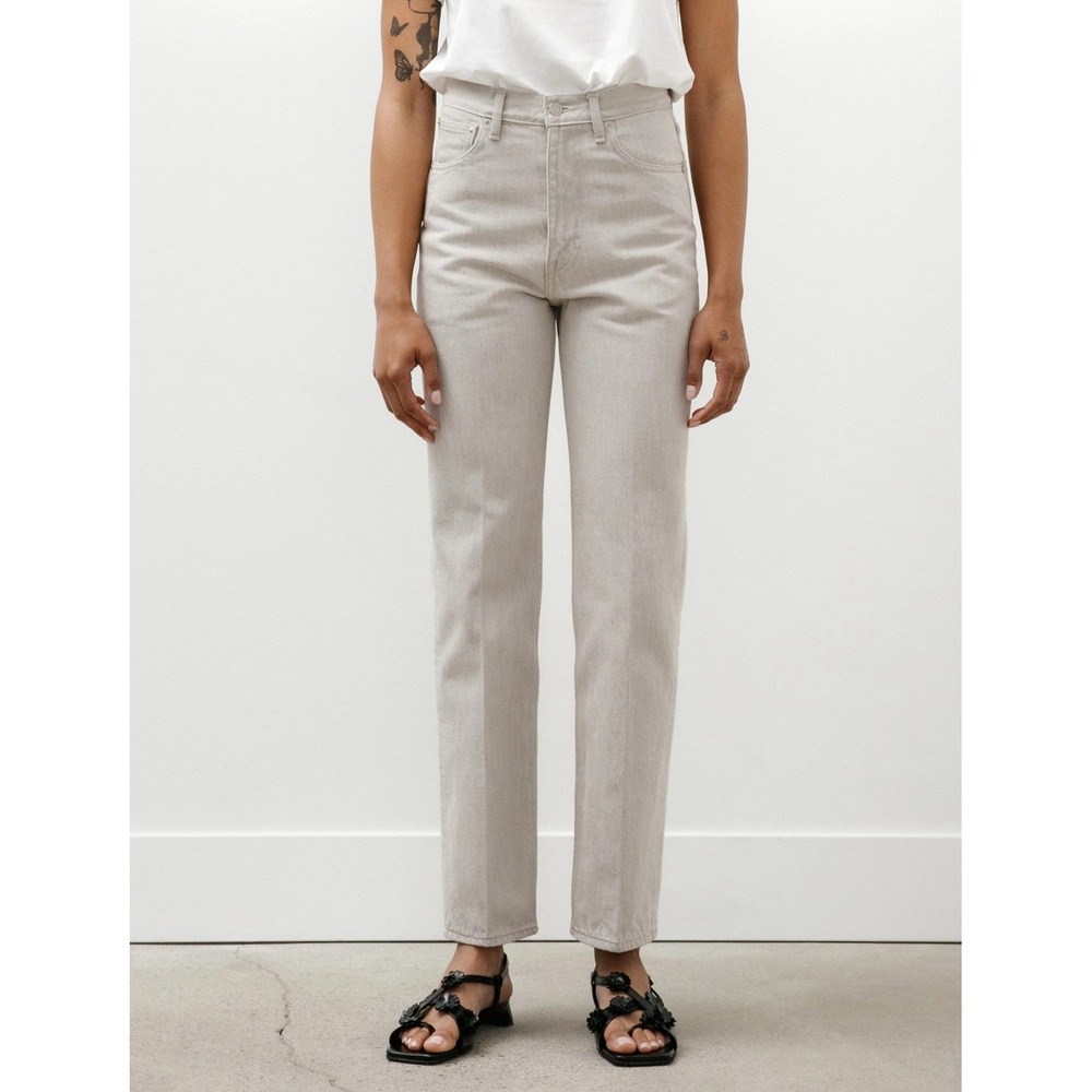AURALEE Off White High Waist Straight Leg Denim Jeans Women Size 28.5 x 27 - Picture 3 of 13